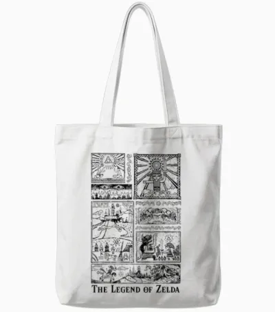Nintendo Zelda the Legend Lives in Tonal Glyphs Tote Bags - White