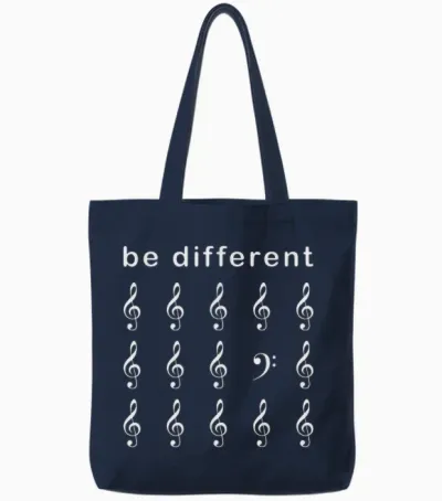 Bassschlüssel Musiker Be Different Fagott Tote Bags - Navy
