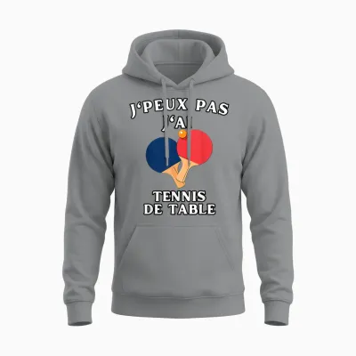 Humor Ping-Pong Je Peux Pas J'ai Table Tennis T-Shirt, Black, S Unisex Hoodie - Sport Grey