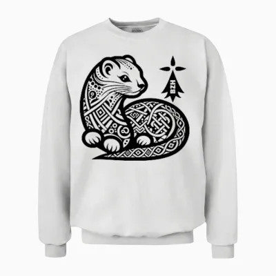 L'hermine Bretonne T-Shirt, Grey, S Unisex Sweatshirt - White