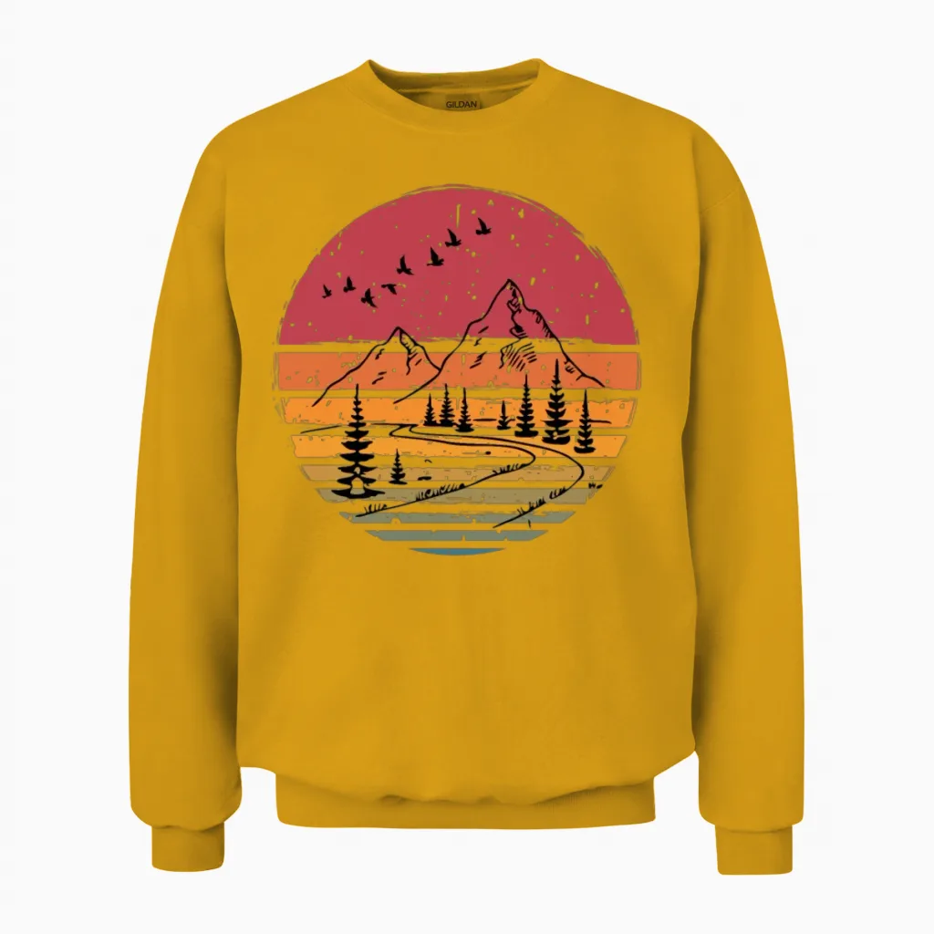 Nature Design Retro Background Unisex Sweatshirt - Gold