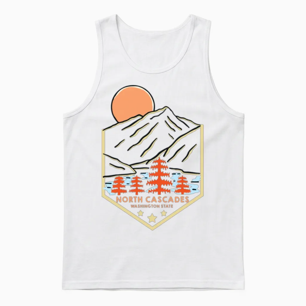 North Cascades Unisex Tank Top in White