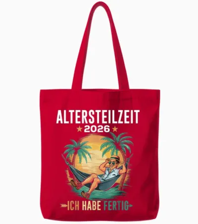 Altersteilzeit 2026 Herren Ruhestand Legende Rentner German T-Shirt, Black Tote Bags - Red