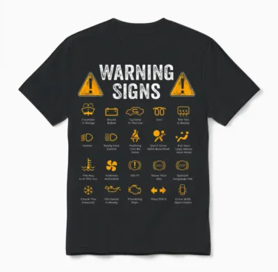 Funny Driving Warning Signs 101 Auto Mechanic Gift Driver Short Sleeve Unisex T-Shirt - Black