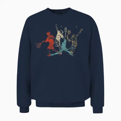 Funny Tennis Player Racket Retro Unisex Sweatshirt - Navy