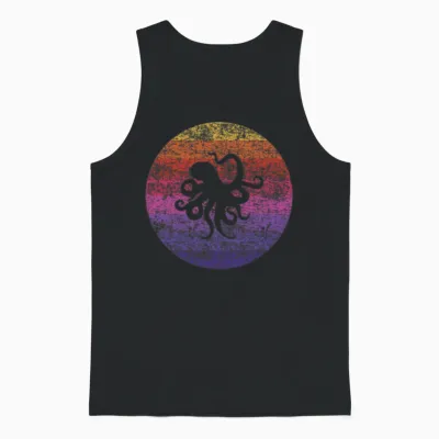Octopus Retro Unisex Tank Top - Black