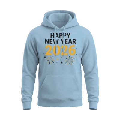 Golden 2026 New Year Firework Unisex Hoodie - Light Blue