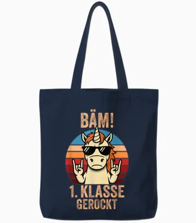 1. Klasse Geschafft 2026 Abschluss 1. Klasse Gerockt Tote Bags - Navy