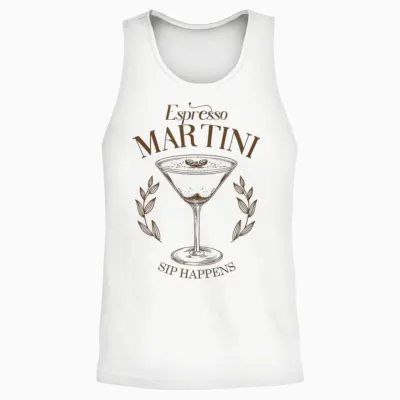 Espresso Martini Cocktail Sip Happens Happy Hour Brunch Date T-Shirt, White Unisex Tank Top - White