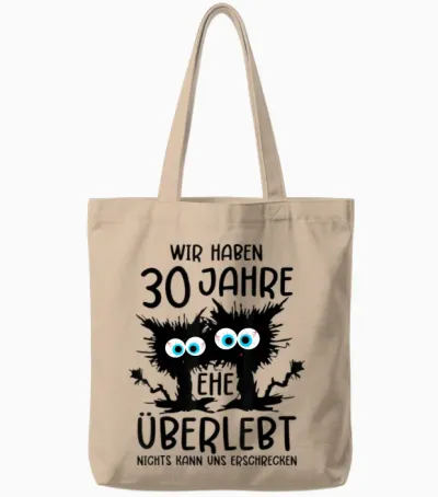 30 Years Married Pearl Wedding Anniversary T-Shirt, Gray Tote Bags - Natural