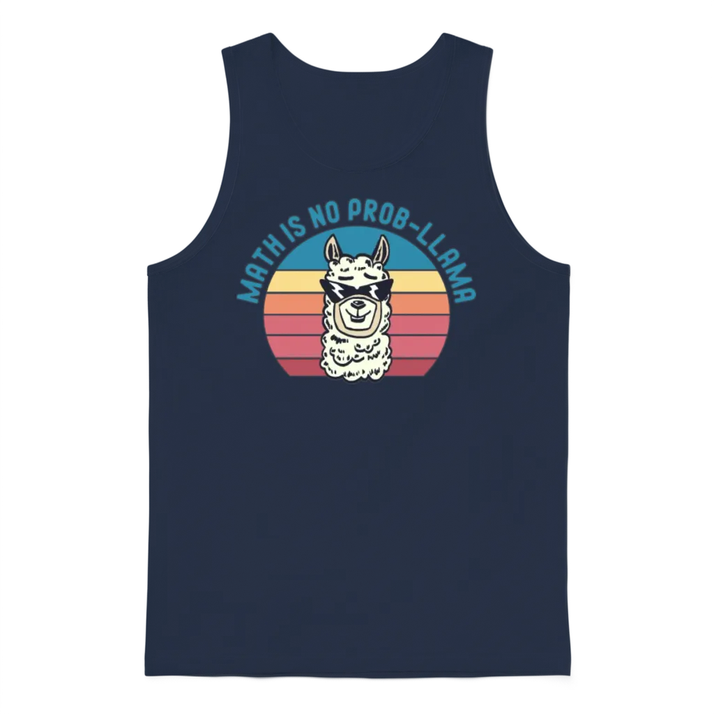 Math Is No Prob Llama Retro Unisex Tank Top - Navy