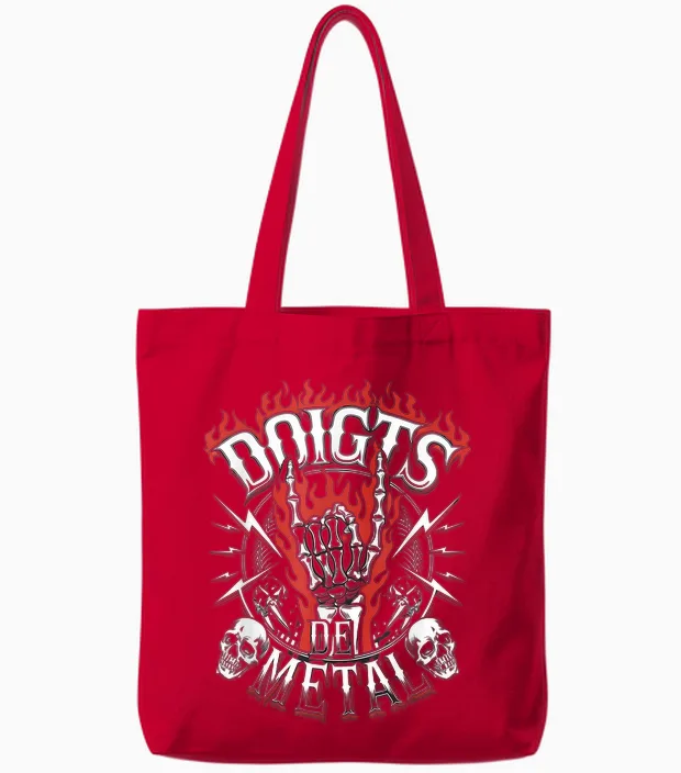 Finger Metal Gift Heavy Ultra Hardrock Vomit Humor Tote Bags in Red