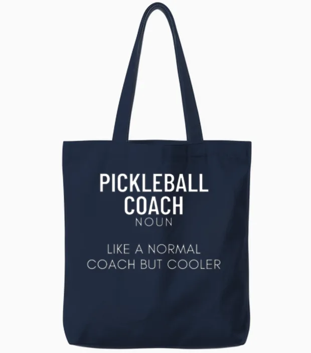 Pickleball Coach Definition Funny Pickleball Tote Bags in Navy