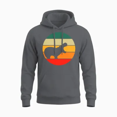 Retro Hippo Unisex Hoodie - Charcoal