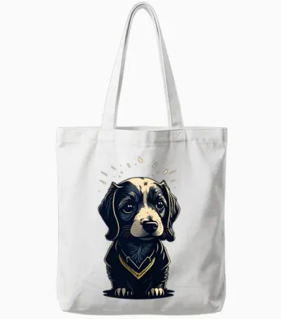 Little Dog Tote Bags - White