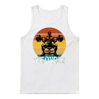 Retro Strongman Lift Unisex Tank Top - White – 1