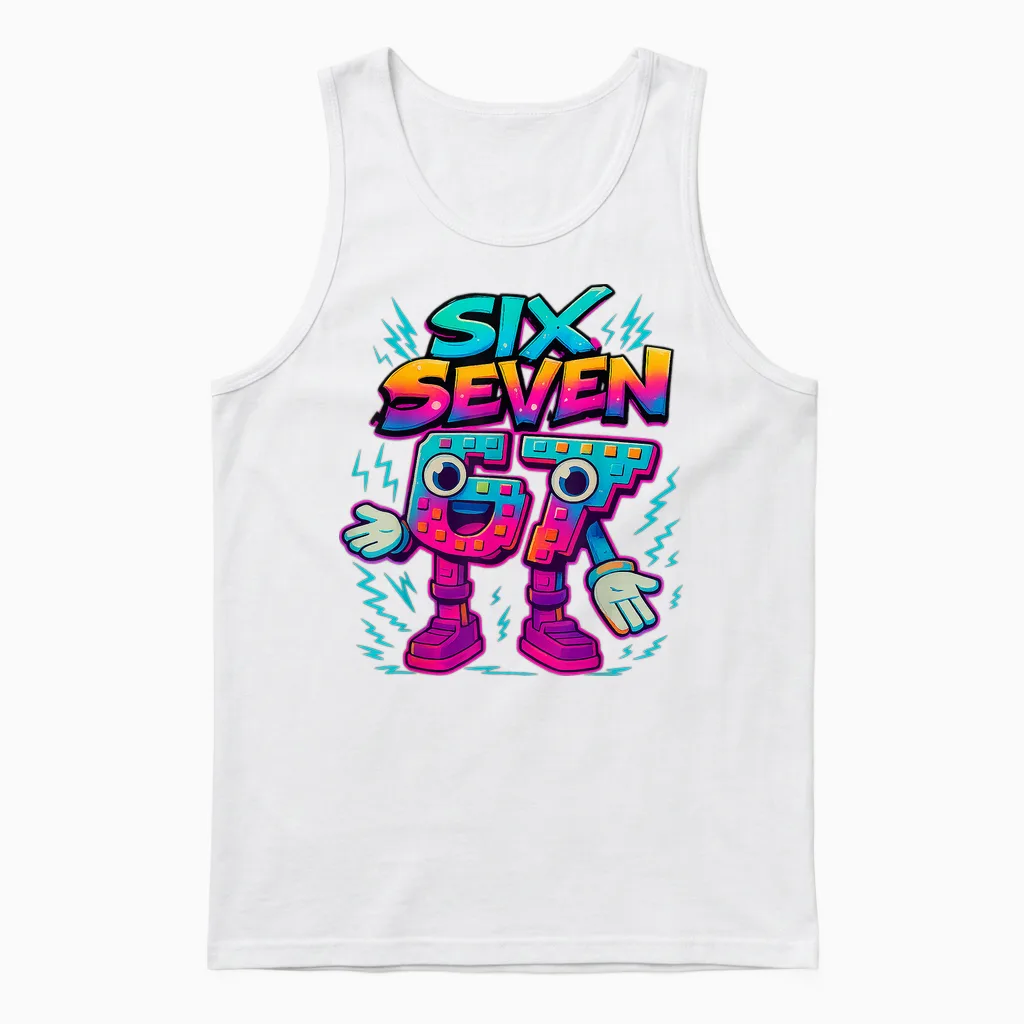 Funny Meme 67 Six Seven 6 7 Italian Brainrot Youth Boys Unisex Tank Top in White