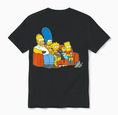 The Simpsons Homer Marge Maggie Bart Lisa Simpson Couch Unisex T-Shirt - Black