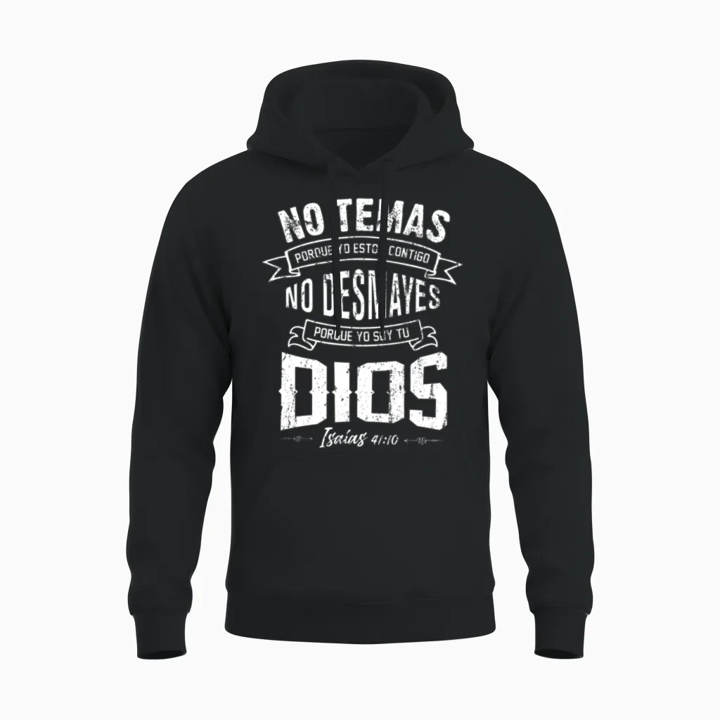No Temas Christians Quote in Spanish Bible Verse Unisex Hoodie in Black