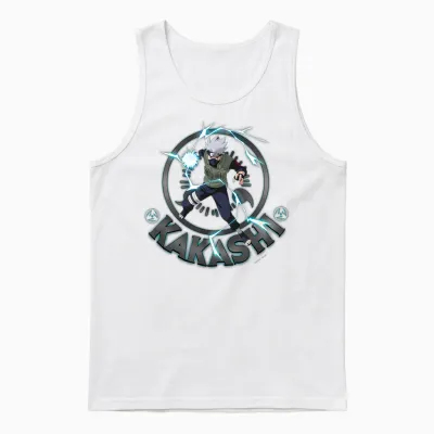 Naruto Shippuden Kakashi Lighting Circle T-Shirt Small Unisex Tank Top - White