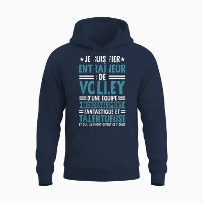 Funny Volleyball I Am Proud Volleyball Coach Unisex Hoodie - Navy