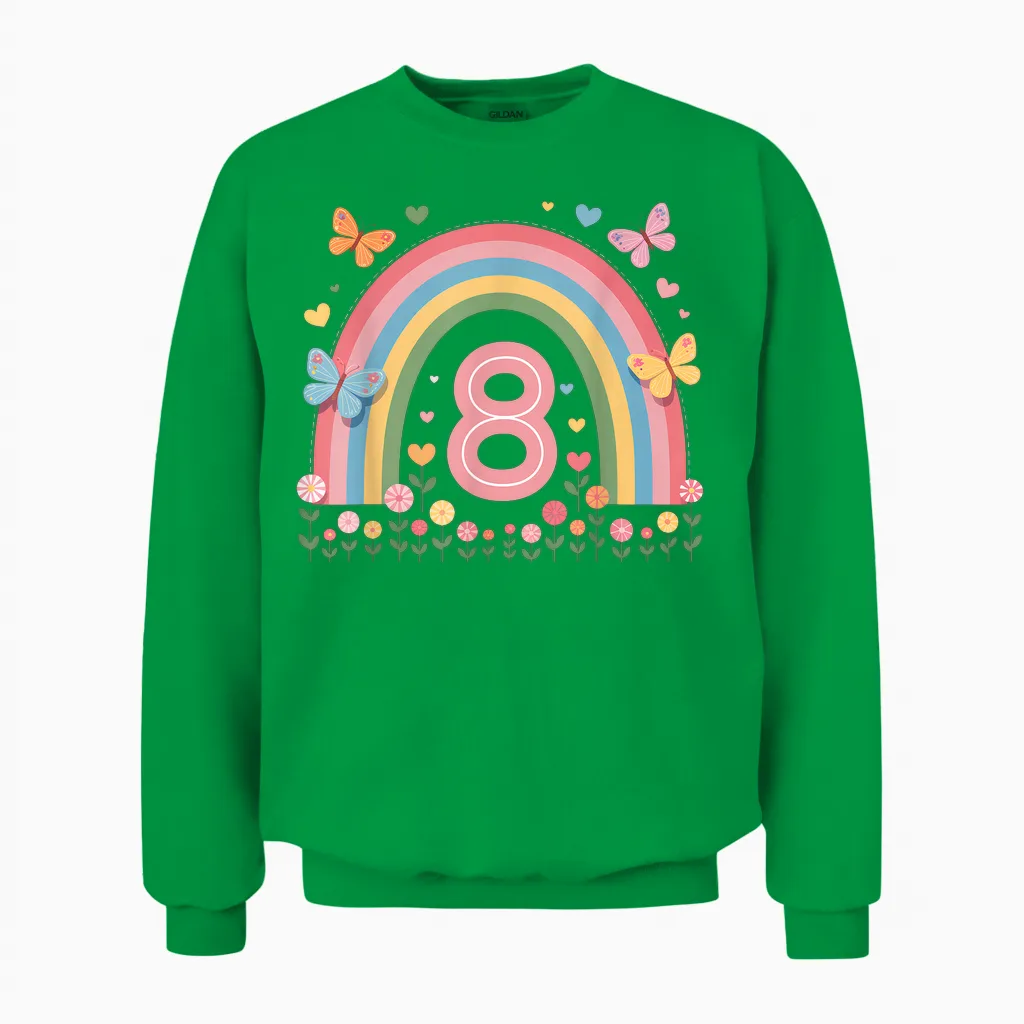 Geburtstag 8 Mädchen Regenbogen Fee Fünfter 8 Jahre Alt Unisex Sweatshirt in Irish Green