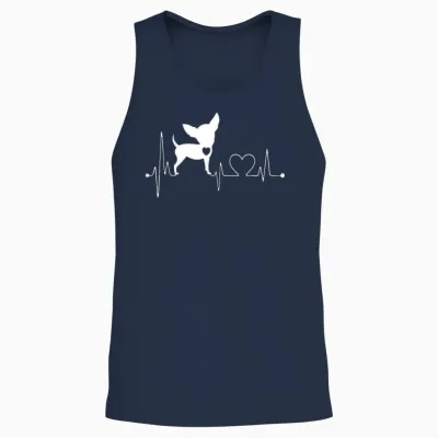 Chihuahua Cute Heartbeat Funny for Men, Women and Children Unisex Tank Top - Navy