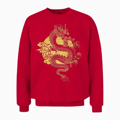Chinesischer Goldener Drache Unisex Sweatshirt - Red