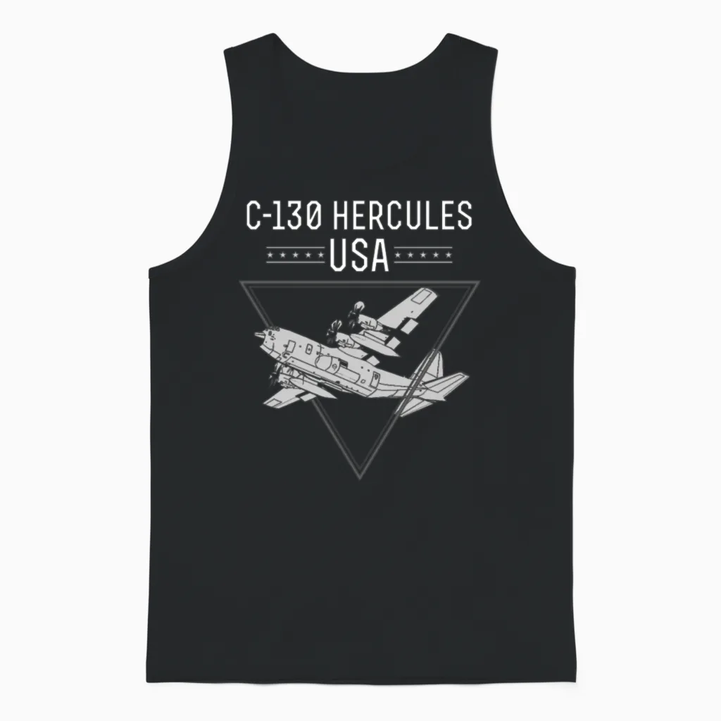 C 130 Hercules Us Airborne Fighter Pilot Unisex Tank Top in Black