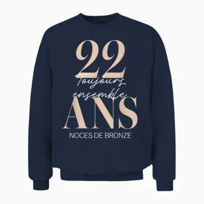 22 Years Wedding Gift Idea – Bronze Wedding Anniversary Unisex Sweatshirt - Navy