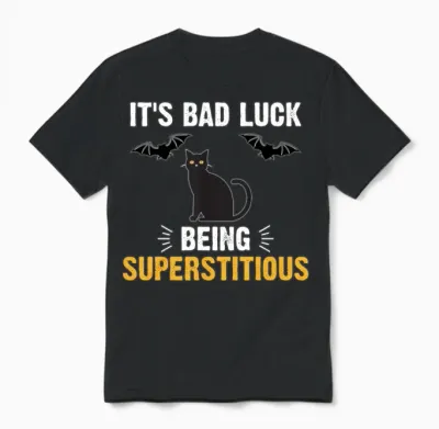 Bad Luck Black Cat Bat Funny Superstitious Meme Unisex T-Shirt - Black