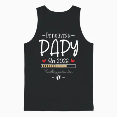 Humour Announcement Grandpa Pregnancy Grandpa Encore Papi 2026 Unisex Tank Top - Black