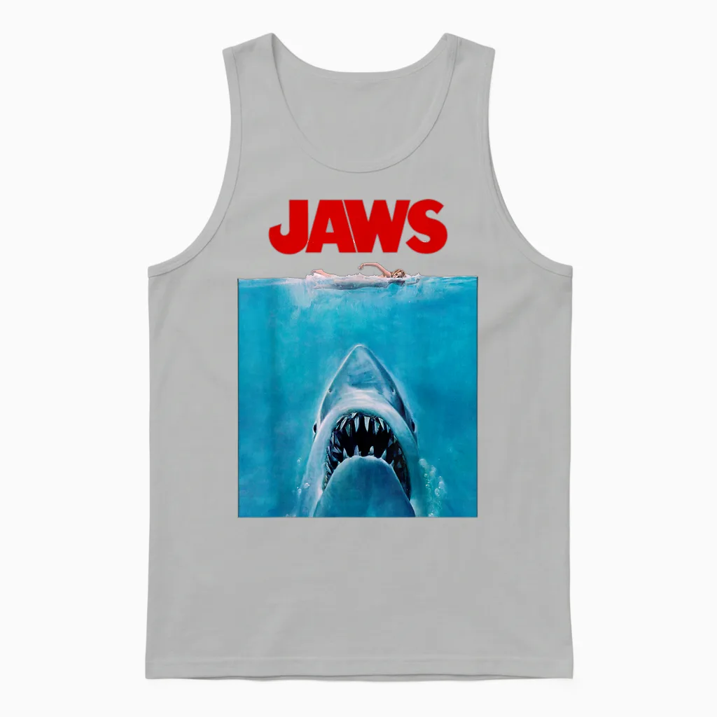 Jaws Oversize Unisex Tank Top in Ash