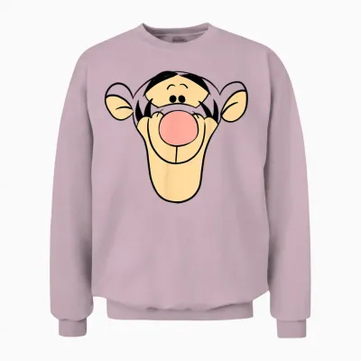 Disney Winnie the Pooh Tigger Big Face T-Shirt, Orange, S Unisex Sweatshirt - Light Pink