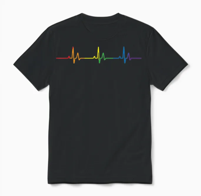 Homosexueller Herzschlag Pride Rainbow Queer Gay Lesbisch Lgbtq Unisex T-Shirt in Black