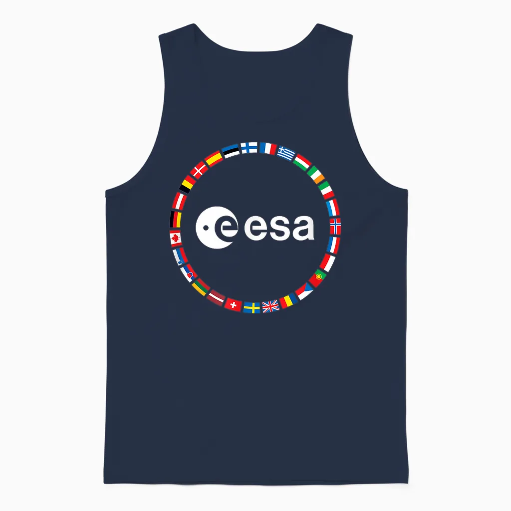 Esa European Space Agency Logo T-Shirt, Black Unisex Tank Top in Navy