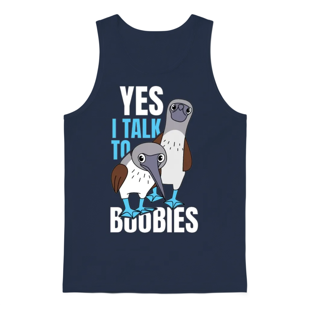 Talk to Boobies Booby Bird โ Lovers Unisex Tank Top - Navy