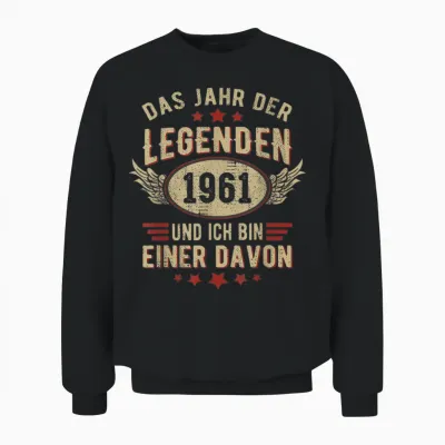 1961 Jahr Der Legenden Jahrgang 1961 Geburtstag Retro Unisex Sweatshirt - Black