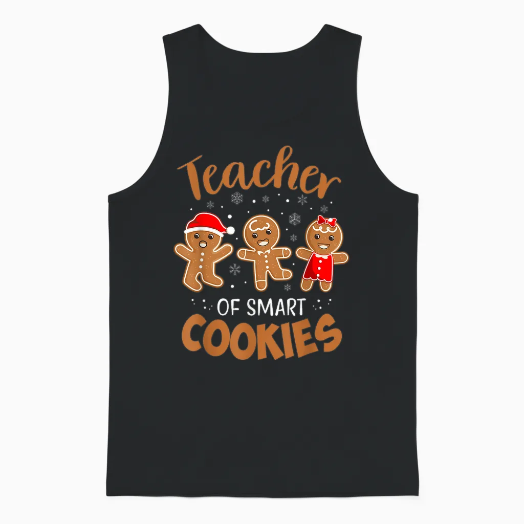 Teacher of Smart Cookies Gingerbread Christmas Teacher Cute Men Women Unisex Tank Top in Black