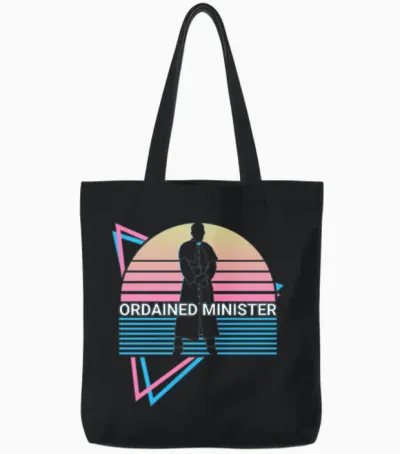 Ordained Minister Retro Tote Bags - Black