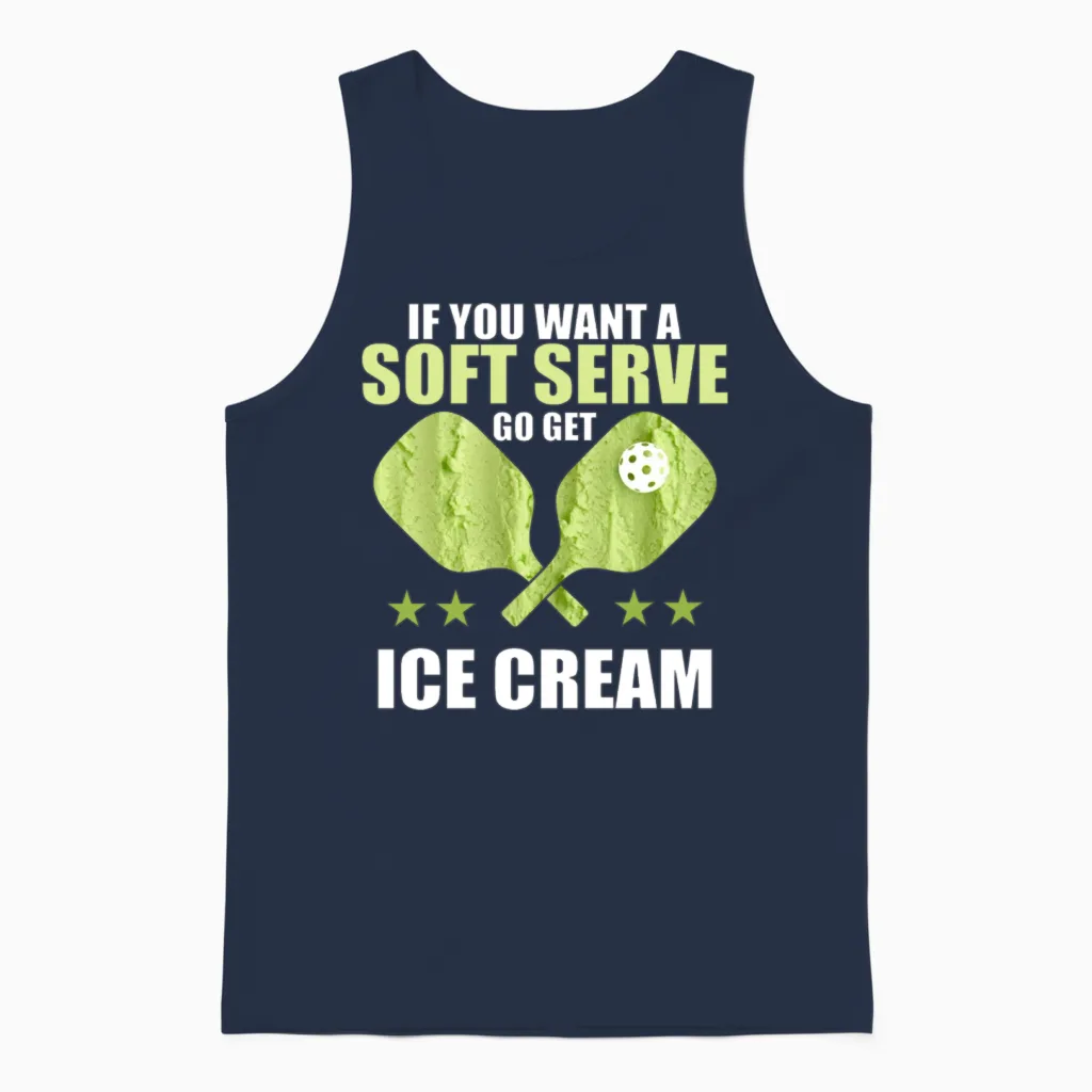 Funny Pickleball T-Shirt - Soft Serve Ice Cream Unisex Tank Top in Navy