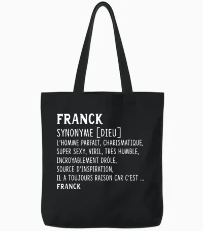 Men's Humor Name Custom Franck Definition T-Shirt, Black, S Tote Bags - Black