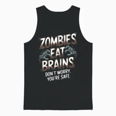 Zombies Eat Brains Funny Halloween Unisex Tank Top - Black