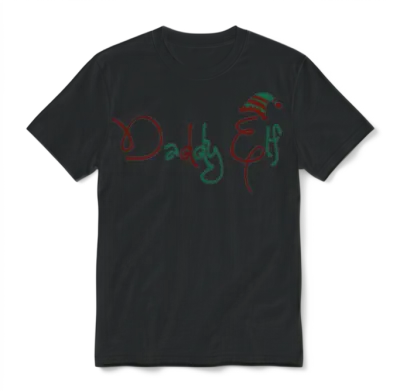 Daddy Elf Christmas Typography Custom Color Unisex T-Shirt - Black