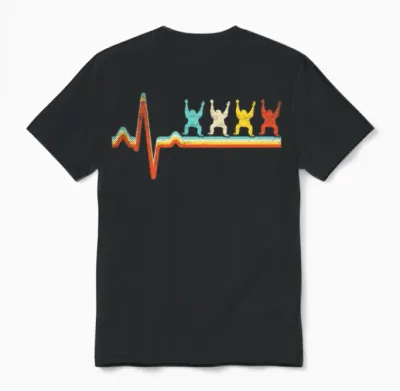 Orang Utan Retro Heartbeat Unisex T-Shirt - Black