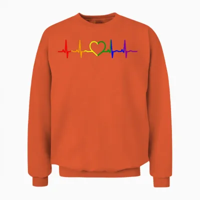 Lgbt Gay Pride Heartbeat Rainbow Csd Unisex Sweatshirt - Orange
