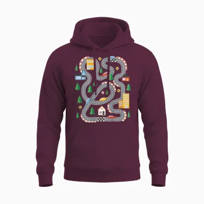 Cute Playmat Outfits - Kinder - Unisex-Kinder - Auto- Und Rennsportfans - Kurzarm - T-Shirt - Novelty-T-Shirts - Shirt - Schwarz - S - V-Ausschnitt Mit Offenem Rücken Unisex Hoodie - Maroon