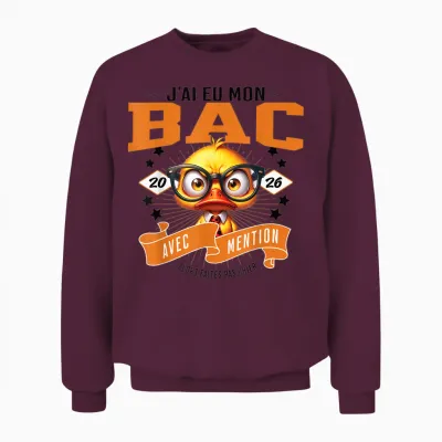 Nouveau Bachelier Félicitation Bac 2026 Avec Mention Unisex Sweatshirt - Maroon