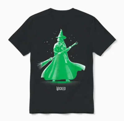 Wicked Unisex-Adults Classic Fit Green Elphaba Pose Tonal Unisex T-Shirt - Black