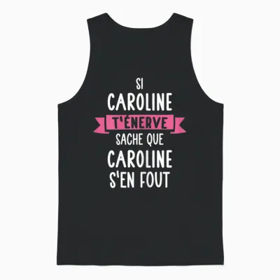 Gift Woman Humour Name Personalized Caroline T-Shirt, Black, Female X-Small Unisex Tank Top - Black